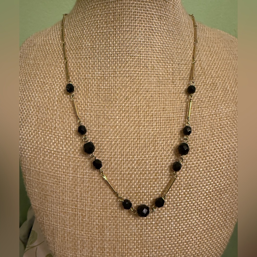 Elegant Liz Claiborne Black and Gold Beaded Necklace